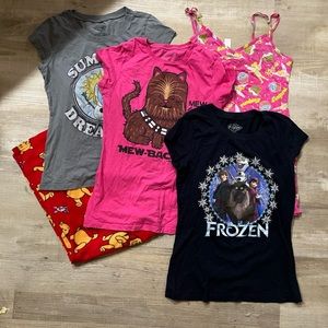 lot of 6 M/L disney pajamas/frozen/starwars/tinker bell/winnie the pooh